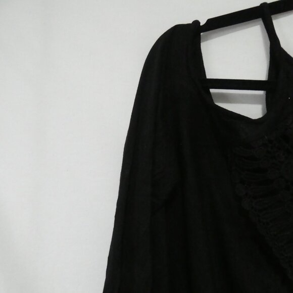 Unbranded | 2XL | Black Open Shoulder Lace Long Sleeve Shirt | Keyhole Back - Picture 3 of 16